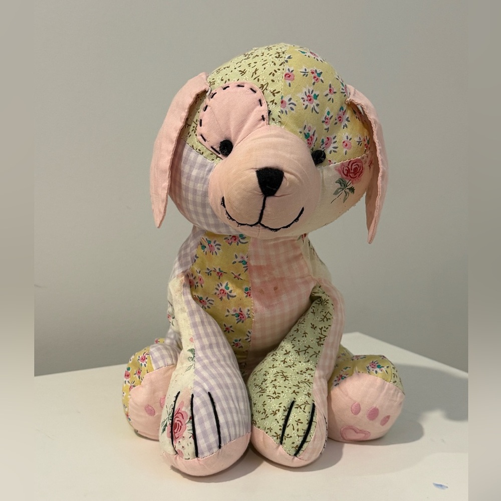 Pottery Barn Patchwork Floral Stuffed Dog Toy